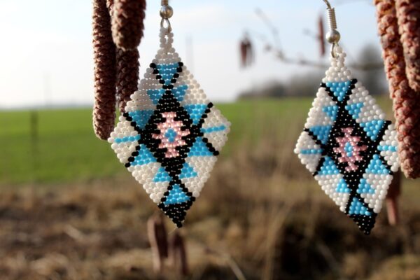 Beadwork Blue Earrings - Imagen 5