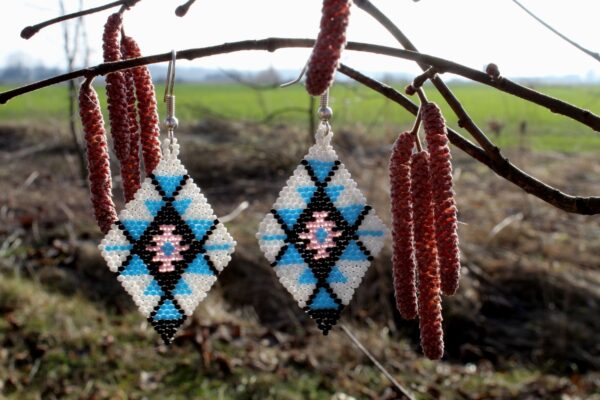 Beadwork Blue Earrings