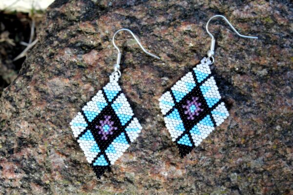Beadwork Blue Earrings - Imagen 3