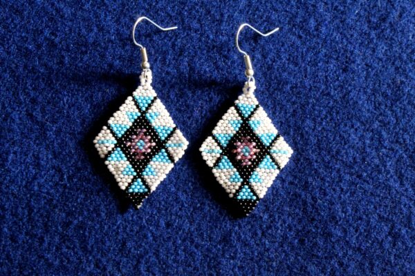 Beadwork Blue Earrings - Imagen 2