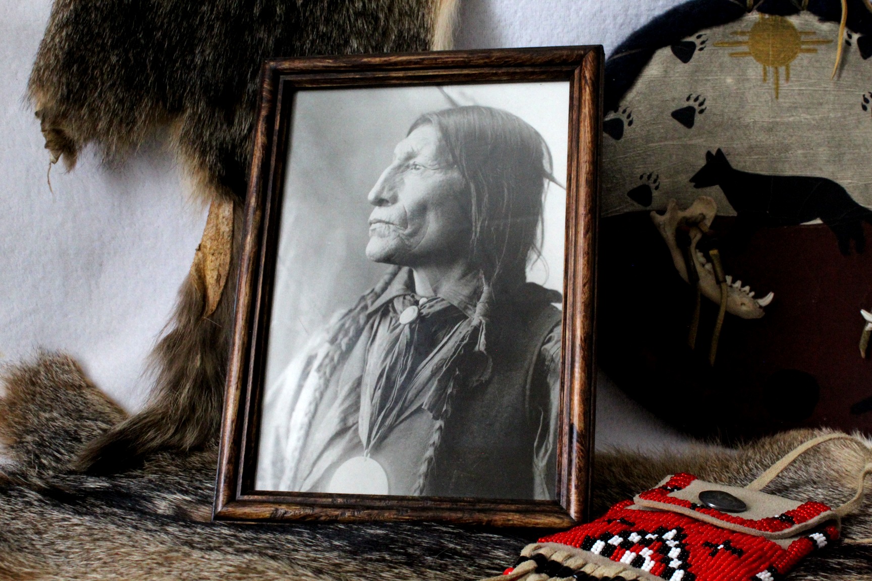 Chief Wolf Robe, Image with Frame Included