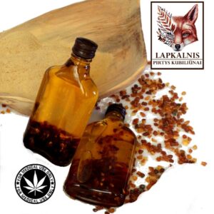 Cannabis massage oil with authentic Baltic amber.