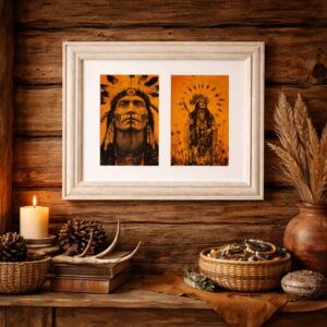 Native American Style Wall Art – Framed Print (31 x 26 cm)